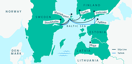 Tallink and Silja Line route map